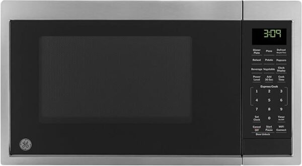 11.	GE GCST09U1WSS Countertop Microwave Oven, Scan-to-Cook WiFi-Connectivity, 900 Watts, Smart Home & Kitchen Essentials, Child-Lock Technology 0.9 Cu. Ft, Stainless Steel